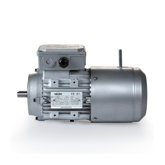 Motor eléctrico trifásico con freno Cemer 71B14 (ØEje motor 14 mm, ØBrida 105 mm), 1500 rpm, 220/380V, tamaño 71, 0.55kW/0.75CV, IP54, Alta Eficiencia, tensión freno 103V (cc)