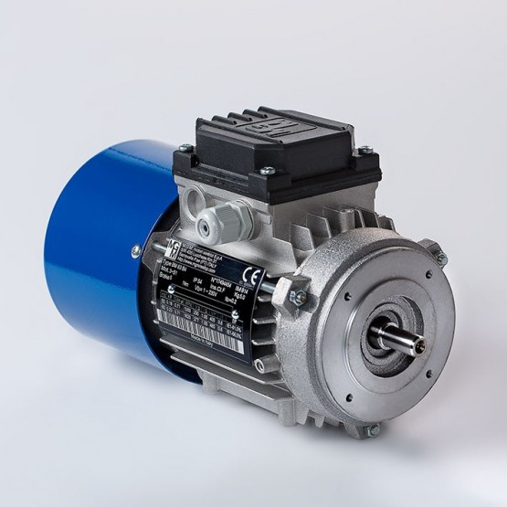 Motor eléctrico trifásico con freno MGM 71B14 (ØEje motor 14 mm, ØBrida 105 mm), 3000 rpm, 220/380V, 0.55kW/0.75CV, IP54 IE1, tensión freno 220/380V (ca) Caja conexiones doble